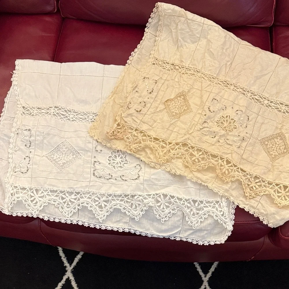 Elegant Lace Table Runners in Cream and White